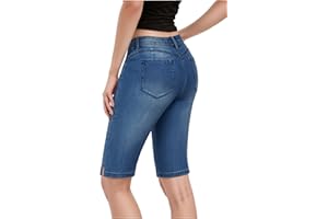 Hybrid & Company Womens Ultra Comfy Butt Lift Stretch Bermuda City Shorts with Pockets