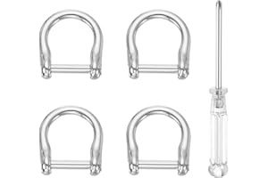 HARFINGTON 4pcs D-Rings Screw in Shackle 1/2" Metal Horseshoe U Shape Semicircle D Ring Purse Key Holder with Screwdriver for