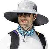 【New Size: L-XXL】 Wide Brim Fishing Sun Hat for Men UPF 50+Waterproof Breathable Safari Hiking Camping Hat for Big/Small Head