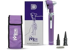 MeddSight Otoscope - Ear Scope Otoscope with Light- Portable Ear Infection, Wax Detector- Ear Otoscope for Doctors, Nurses, & Students-(Purple Color)