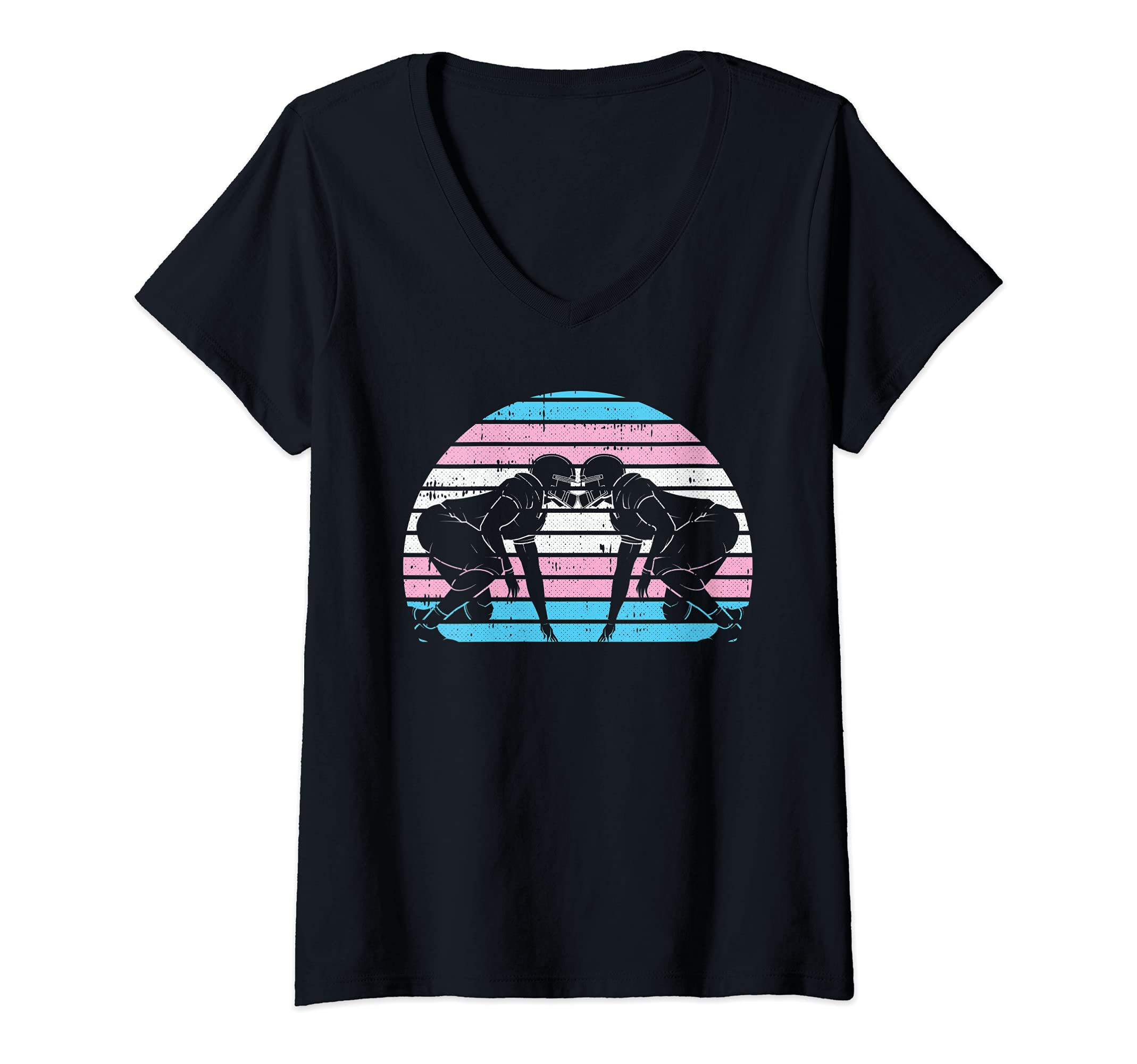 Womens Football Player LGBT-Q Retro Trans-gender Pride Rugby Sport V-Neck T-Shirt