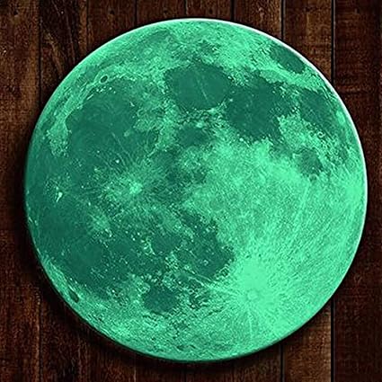 JAAMSO ROYALS 30 Cm Glow In The Dark Moon Night Light Wall Decal Art Stickers with Removable Adhesive for Kids Bedroom
