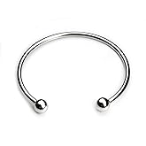 RUBYCA 5pcs Silver Tone Bangle Bracelet Screw End Ball Cuff Charm Beads DIY Jewelry Making