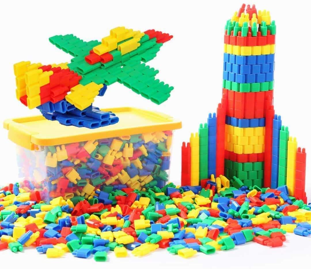 ITODA Kids Bullet-Shaped Construction Building Blocks DIY Puzzle Toys Plastic Assembly Stacking Toys 3D Early Educational Childhood Toys with Storage Box Birthday for Boys Girls 3-8 Years