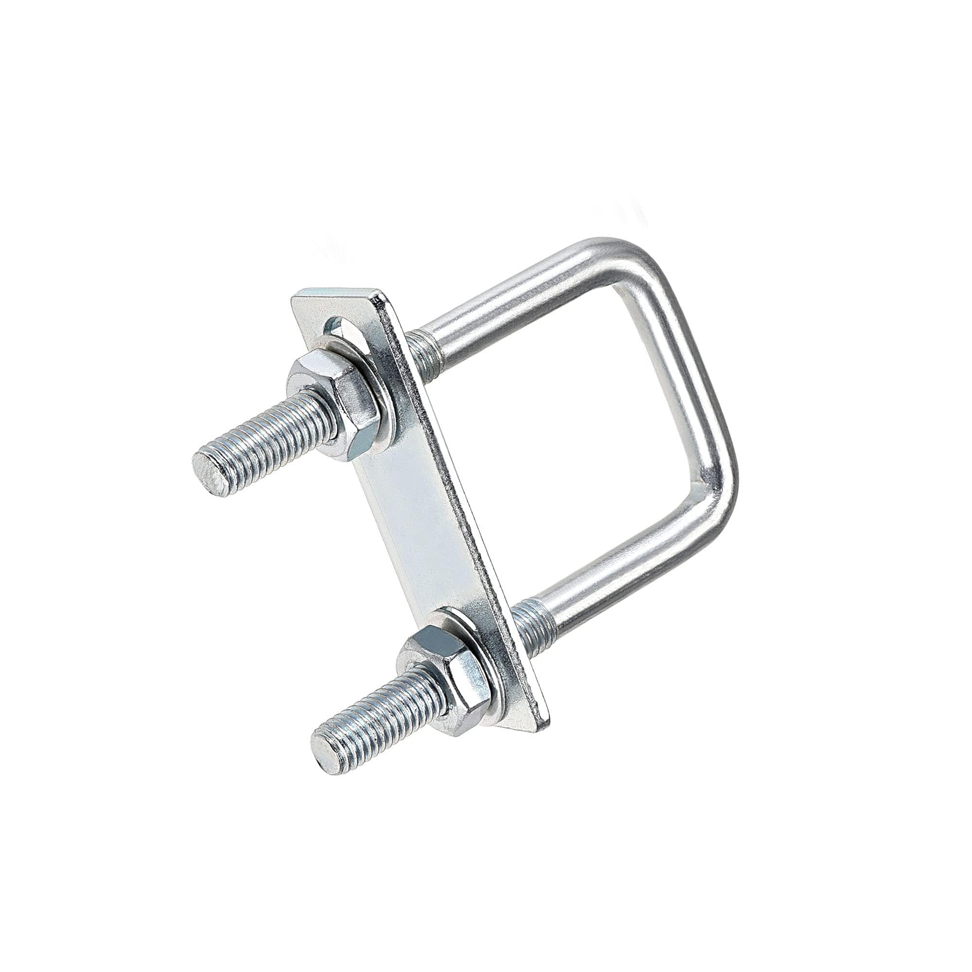 TOP-VIGOR 4 sets M8 Square U-Bolts, 25mm Inner Width 90mm Length Steel U-Bolts with Nut, Plate, Washer for Building Installations Mechanical Parts Connection Cehicles Ships