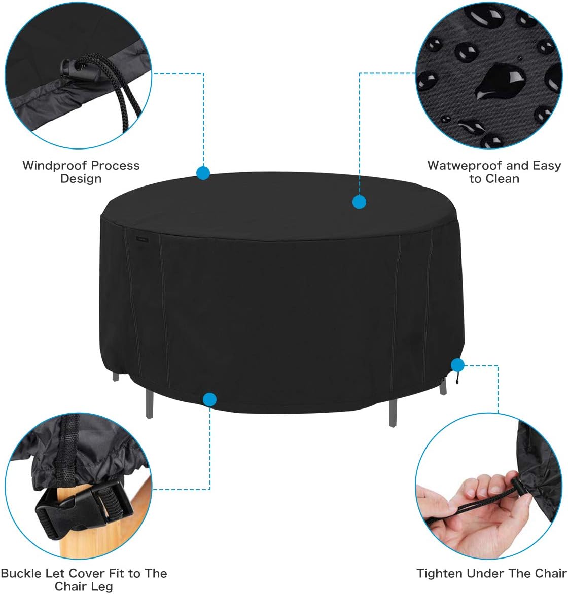 NASUM Patio Furniture Covers, Waterproof Round Patio Table & Chair Set Cover, 94 x 23 Inches, Heavy Duty and UV Resistant Outdoor Furniture Cover.: Kitchen & Dining