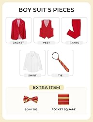 Marvelous World Boys Suits Christmas Red Slim Fit