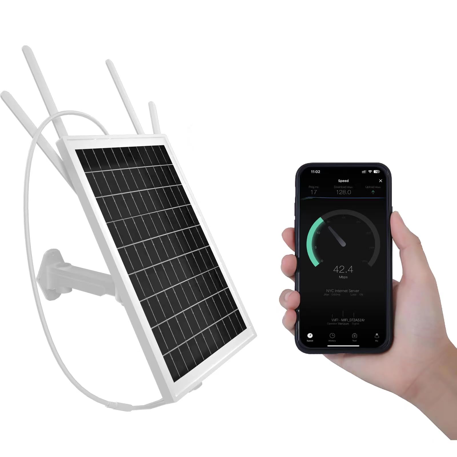 Photo 1 of 15W Solar Powered 4G LTE Modem Router, Outdoor Wireless WiFi Router with SIM Card Slot, Solar WiFi Extender Signal Booster 50M WiFi Range, IP66 Waterproof, Long Endurance 24/7, 24000mAh Batteries