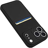 Karrint Design for iPhone 17 Pro Case with Card Holder for Women Men Soft Liquid Silicone Cover [Microfiber Lining] Full Camera Protection Shockproof Slim for iPhone 17 Pro Case Wallet Black