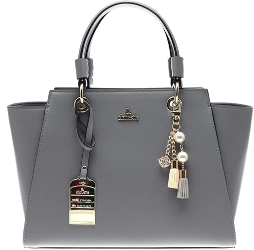 Amazon セット品 Chouette シュエット 2way シンプルハンドバッグ 中 ショルダーバッグ ハンドバッグ レディース サマンサタバサ Samantha Thavasa バッグ チャーム ダークグレー ハンドバッグ