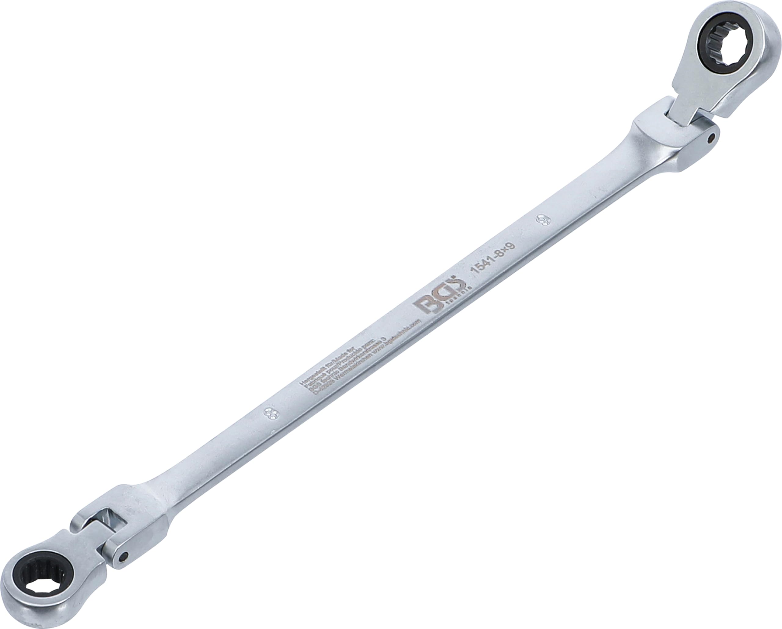 BGS 1541-8X9 | Double Swivel Head Ratchet Wrench | 8 x 9 mm