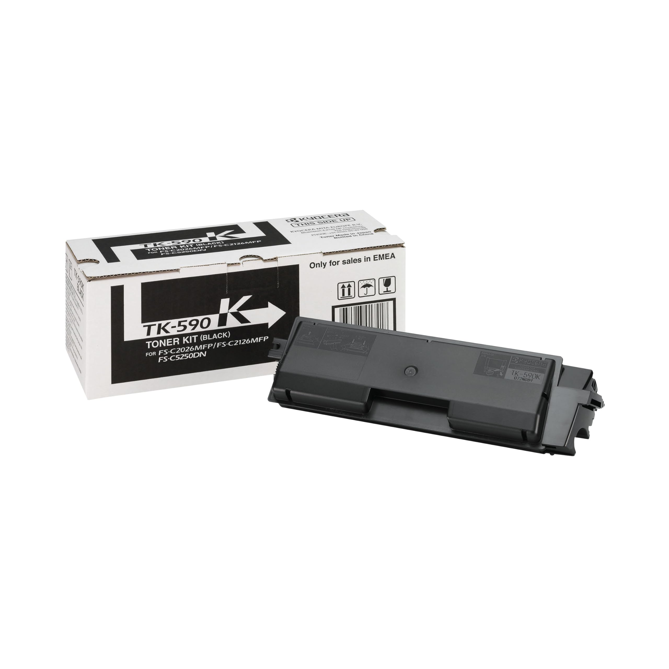 Kyocera Toner Cartridge TK-590 K - BLACK - 7.000 Pages High Capacity Genuine Premium Printer Toner - 1T02KV0NL0 - 0T2KVANL - for FS-C2026MFP / FS-C2026MFP+ / FS-C2126MFP / FS-C2126MFP+ / FS-C5250DN / FS-C2526MFP / ECOSYS P6026cdn / ECOSYS M6026cidn / M6526cdn / ECOSYS M6526cidn