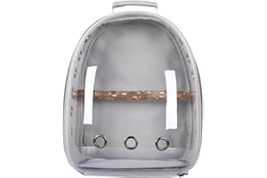 Bird Carrier Backpack Parrot Backpack Transparent Pet Birds Parrot Cage Backpack with Wooden Adjustable Height Standing