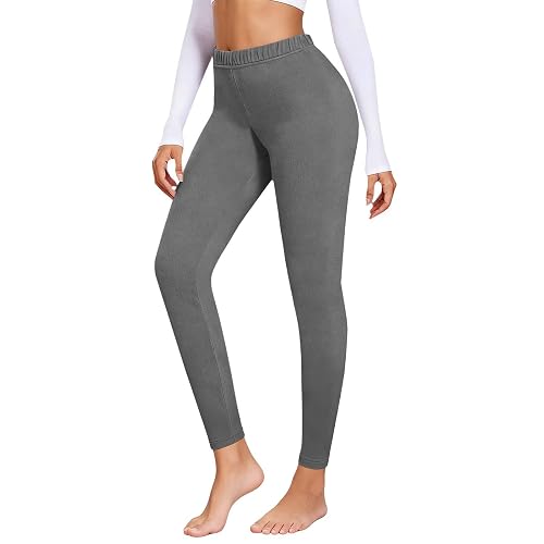 Women's Leggings Yoga Leggings Women UK Winter Thermal High Elastic Legging with Pockets Tummy Control Legging Workout Gym Yoga Stretchy Pants Ladies Buttery Soft Pants Slim Tights Dark Gray L