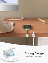 Lamicall 6 Pack Spring Cable Holder Clips White 8mm No-Residue Adhesive view 2