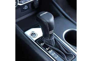 XITER for Genuine Leather Gear Shift Knob Cover Car Protect Accessories Case for Nissan Altima 2019 2020 2021 2022 2023 2024(Black Stitches)