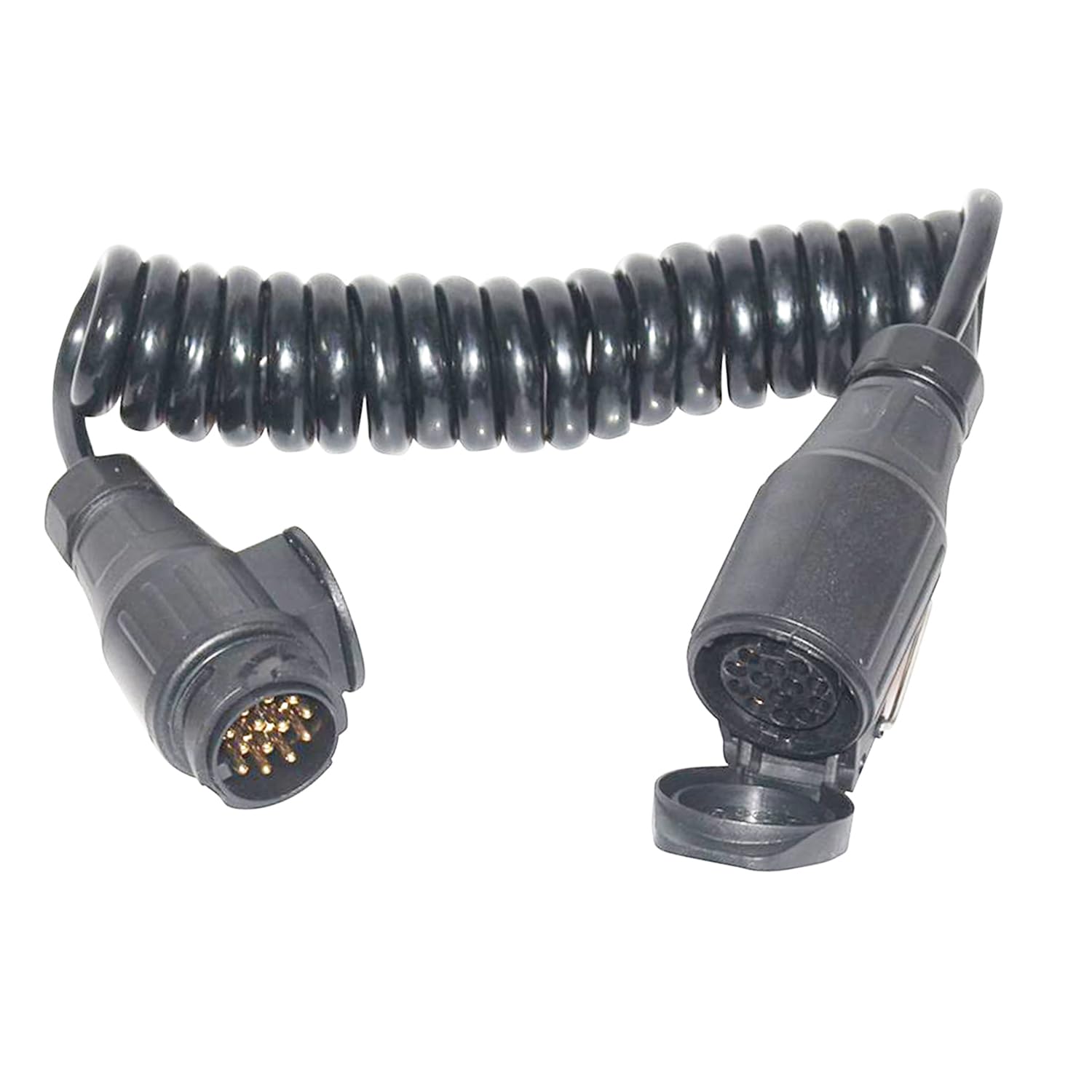 JVJ 13 Pin Trailer Extension Cable Lead Coiled Cable Adapter Wiring Harness Cable Connector 3.0m Male to Female Connection for Towing RV Trailer caravan Boat Tractor Truck