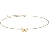 VACRONA Gold Dainty Butterfly Necklaces 18K Gold Plated Choker Necklace Delicate Long Gold Chain Necklaces Jewelry Gift for Women