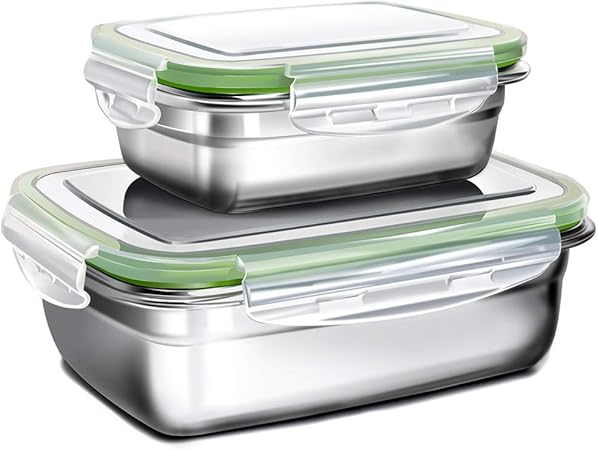 6 Contenitori Per Salse E Condimenti In Acciaio Inox Con Coperchio Silicone - A Prova Di Perdite Per Picnic