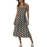 CUPSHE Women's Summer Dresses Floral Sleeveless Square Neck Spaghetti Straps Cute Midi Dress