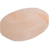 Pure Himalayan Salt Works Flat Oval Massage Stone, Pink Crystal Hand-Carved Stone for Massage Therapy, Deodorant and Salt and Sugar Scrubs, 2.5&rdquo; W x 3.5&rdquo; L x 1&rdquo; D