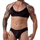 BLESO Femboy Sissy Clothes Sexy Lace Bikini Bra Thong Set Soft Breathable Crossdressing Apparel Male To Female