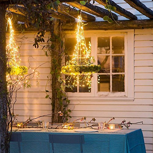 LED Lichterkette x 2 Batteriebetrieben 120er LED 12M mit Fernbedienung Wasserdichte Dekorative 8 Modi Warme Weiße Lichter für Weihnachts Schlafzimmer Garten Terrasse Party Hochzeit (LED Lichterketten)