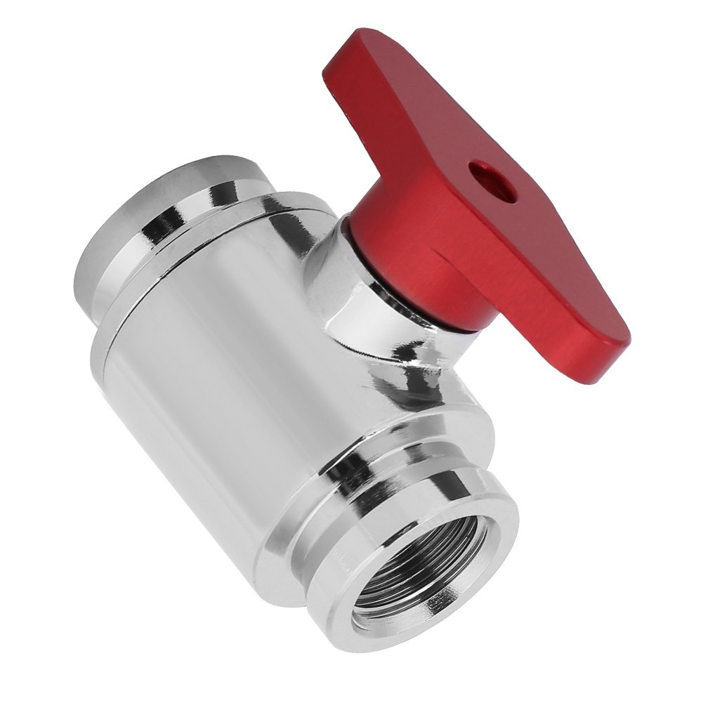 Bewinner Water Cooling Valve G1/4 Internal Threads Valves Water Ball Valve with Handle Design for Computer Water Cooling System (Red)