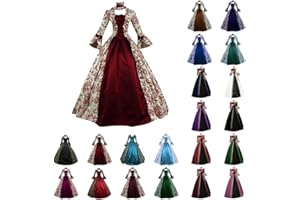 HINVHAI Renaissance Dress Women, Vintage Gothic Court Gown 1800s Medieval Victorian Dress Princess Rococo Dress Cosplay Gown