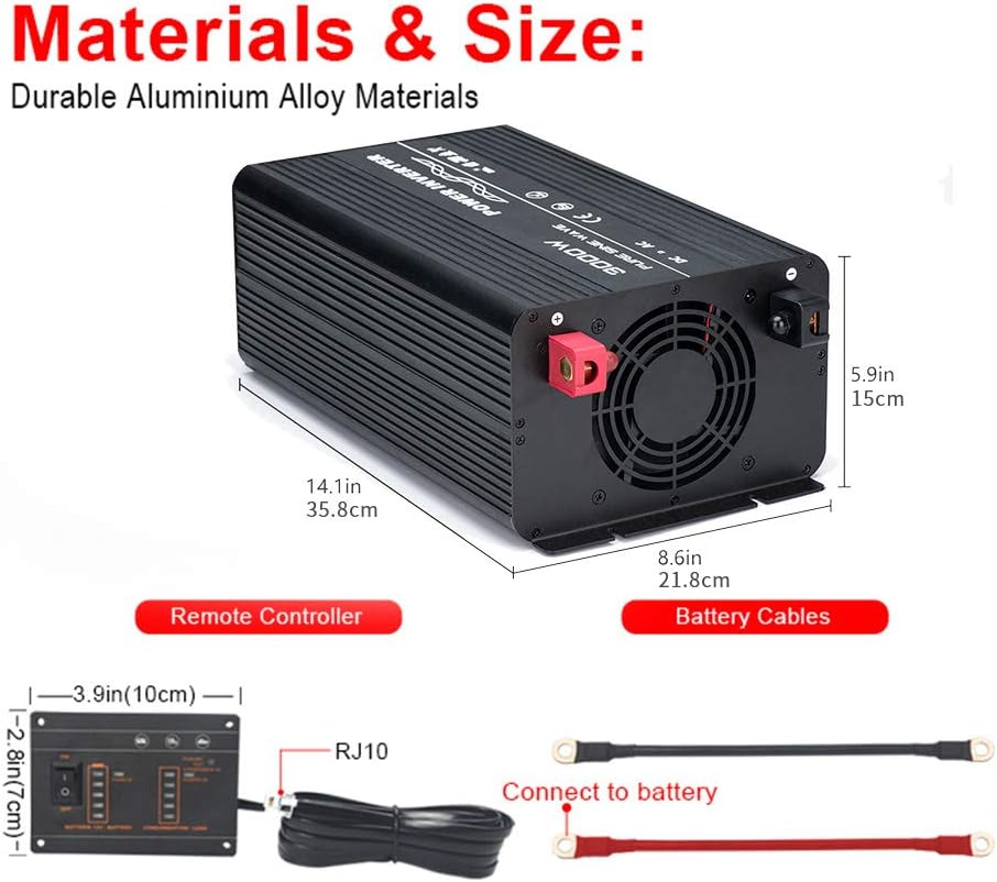 Naturehike 3000W Pure Sine Wave Power Inverter Truck/RV Inverter 12V DC to 110V AC with Dual AC Outlets, USB Ports & Remote Controller for RV Trucks Boats and Emergency: Car Electronics