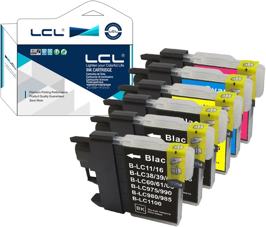 LCL LC985 Ink Cartridge Replacement for Brother LC985 LC985BK LC985C LC985M LC985Y for MFC-495CW MFC-J410W DCP-J125 J315W J515W J140W MFC-J265W J410 J415W J220 (6Pack 3K CMY)