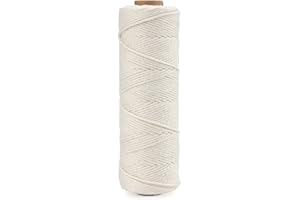 joycraft Macrame Cord, Cotton Cord, Butchers Twine, 1.5mm x 109Yds White String for Arts Craft, Gift Wrap, Meat Preparation, 
