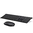 Wireless Keyboard and Mouse, Vssoplor 2.4GHz Rechargeable Compact Quiet Full-Size Keyboard and Mouse Combo with Nano USB Receiver for Windows, Laptop, PC, Notebook-Black
