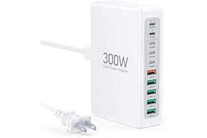 300W USB C Fast Charging Block,Upgraded 10-Port Fast Charging Station Hub,PD 100W 65W 45W 25W 20W Laptop Charger Power Adapte