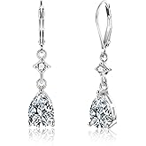 Sterling Silver Teardrop Earrings for Women Cubic Zirconia Silver Drop Leverback Dangle Earrings Hypoallergenic Teardrop Dangle Earring Jewelry for Gifts