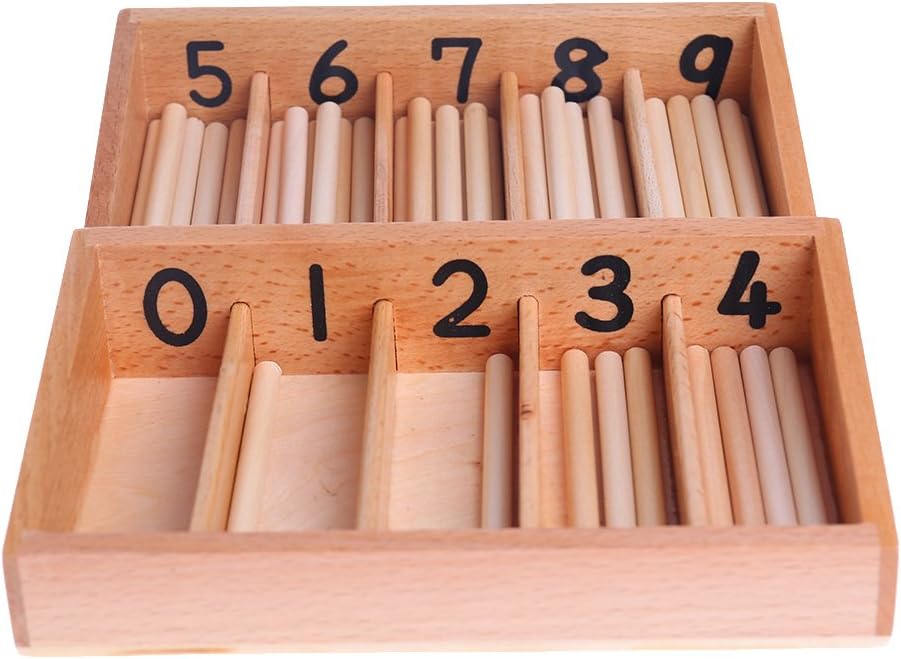 Lovup Montessori Wooden Spindle Box 45 Spindles Mathematics Counting Educational Toy