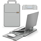 Nillkin 14 inch Laptop Sleeve with Handle (4-in-1), 2 Stand Modes, MacBook Sleeve with Adjustable Stand & Mouse Pad, Slim Laptop Case 14 inch for Samsung/Surface/HP/Chromebook/Dell 12-14'', Gray