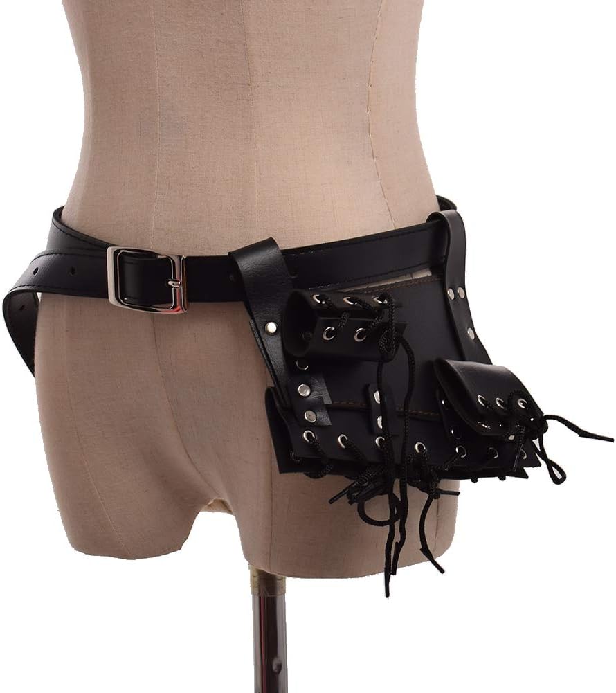 BLESSUME Medieval Rapier Frog Holster with Belt Cross Lacing Holder Belt for 2 Swords, Black 3, 34*24*1.2 - Image 3