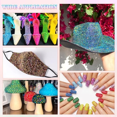 ORCHID M® 40 Colors 32000Pcs Resin Jelly Rhinestones, Multicolor 3mm Flatback Gems for Diamond Art, 3Pcs 10ml B7000 Jewelry Glue for Clothes Shoes Nail Art Diamond Painting Makeup DIY