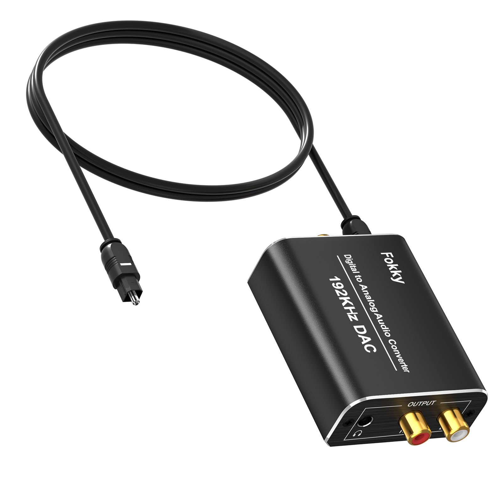DAC Converter 192KHz Fokky Digital SPDIF Toslink to Analog Audio Converter with Volume Control, Optical to RCA L/R Audio Converter with Optical Cable, Coaxial Cable, for PS3 PS4 Xbox Blu-ray TV