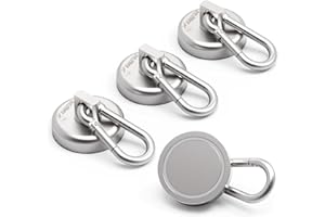 Ant Mag - Carabiner Magnetic Hooks 80LBS Heavy Duty Neodymium Magnet Carabiner with Swivel Carabiner Snap Hook for Indoor/Outdoor Hanging Grill Kitchen Factory Warehouse Office (4Pack)