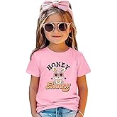 GLIGLITTR Toddler Girls Easter Bunny Shirt Honey Bunny Tshirt Cute Rabbit Outfits Baby Short Sleeve Tee Tops