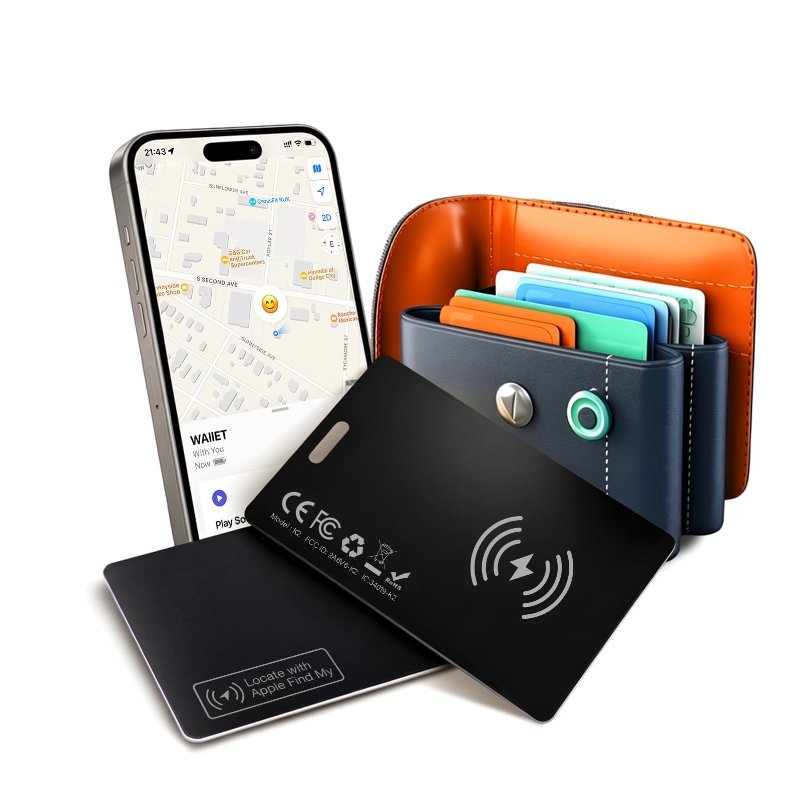 Photo 1 of 4 Pack - Smart Wallet Tracker Card 0.07in Slim - Tracking Card with Wireless Charging IP68 Waterproof, Works with Apple Find My, Practical Gift for Men Women Dad Mom Family Friends (iOS Only)