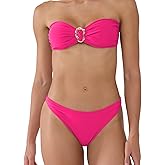 Palmipeta Women's Strapless Bandeau Bikini Sets High Cut Cheeky 2 Piece Swimsuit Bestselling Bathing Suit