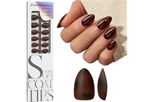 BTArtboxnails SOFTCOATTIPS Press On Nails - Tortoiseshell Almond Press On Nails Short, 96Pcs Salon Quality Soak Off Soft Gel Nail Tips in 16 Sizes