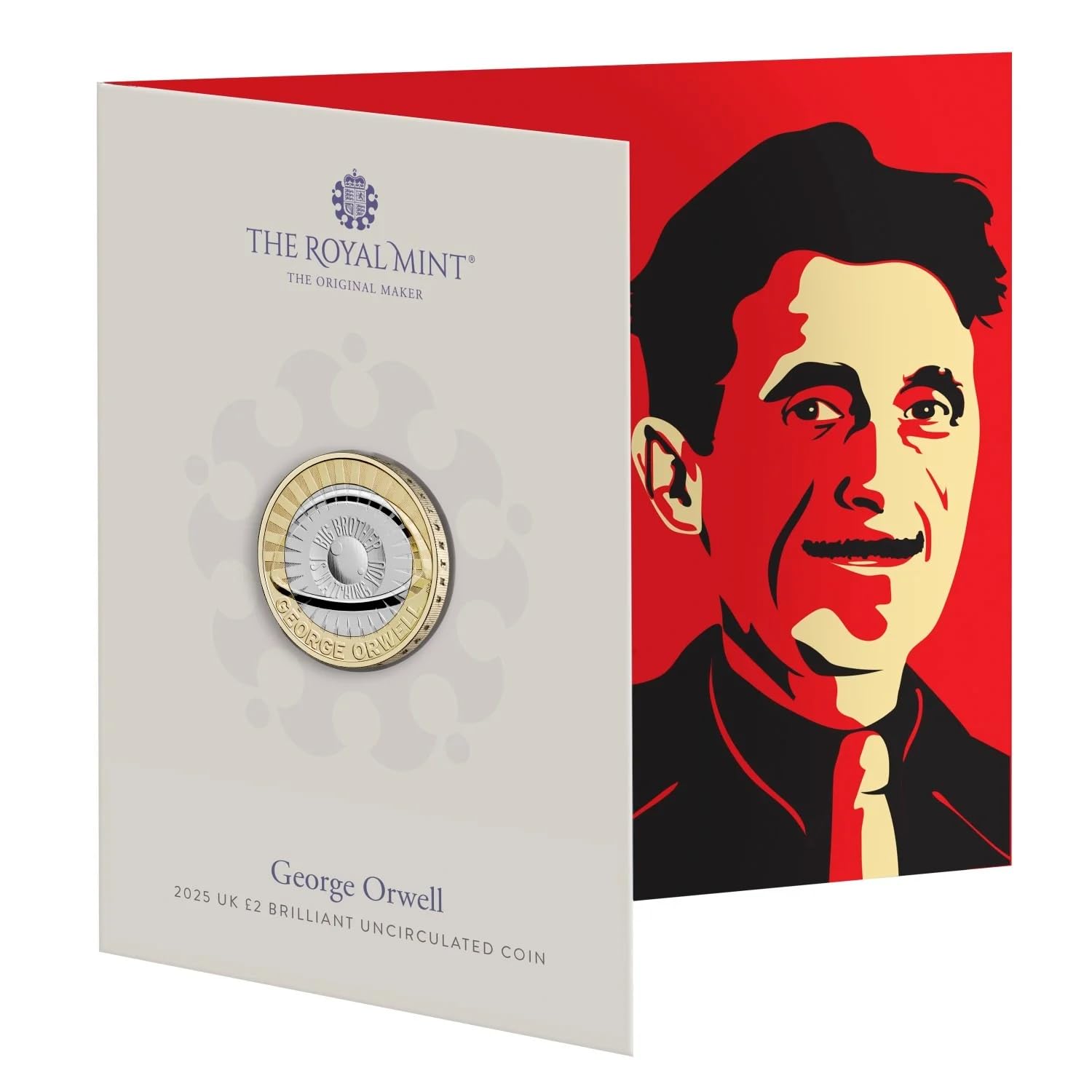 CrawleyCoins 2025 George Orwell Big Brother is Watching You UK £2 Brilliant Uncirculated Coin in Mint Sealed Pack