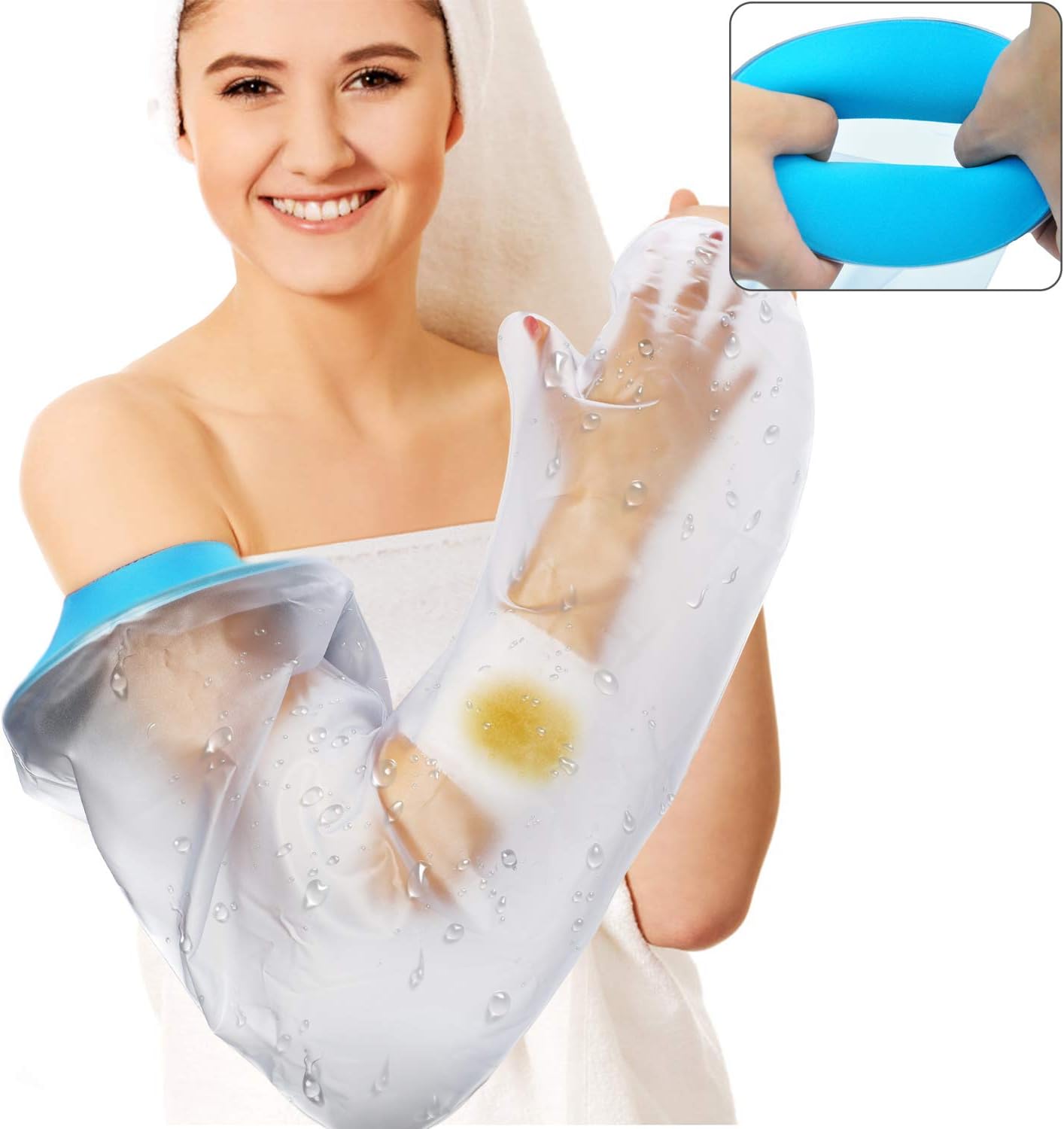 Waterproof Arm Cast Cover for Shower Adult Long Full Protector Cover Soft Comfortable Watertight Seal to Keep Wounds Dry Bath Bandage Broken Hand,Wrist,Finger,Elbow No Mark on Skin,Reusable: Health & Personal Care