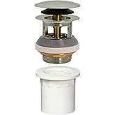 Westbrass D98LTBPA-05 Integrated Overflow Drain 1-1/2 in. NPSM Coarse Thread Tip-Toe Mechanism with PVC Adapter, Polished Nic