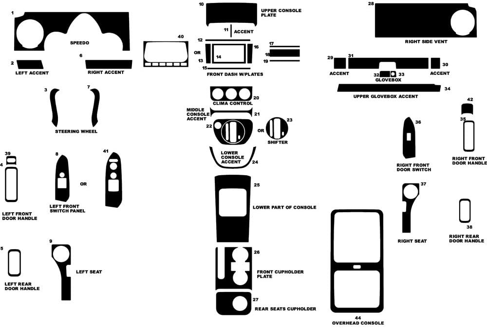 Rdash Dash Kit Decal Trim for Honda Element 2003-2006 - Carbon Fiber 3D (Red)