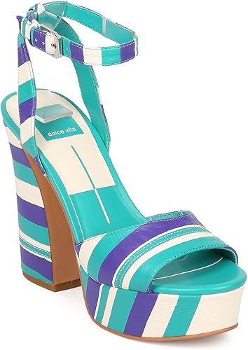 teal block heel sandals